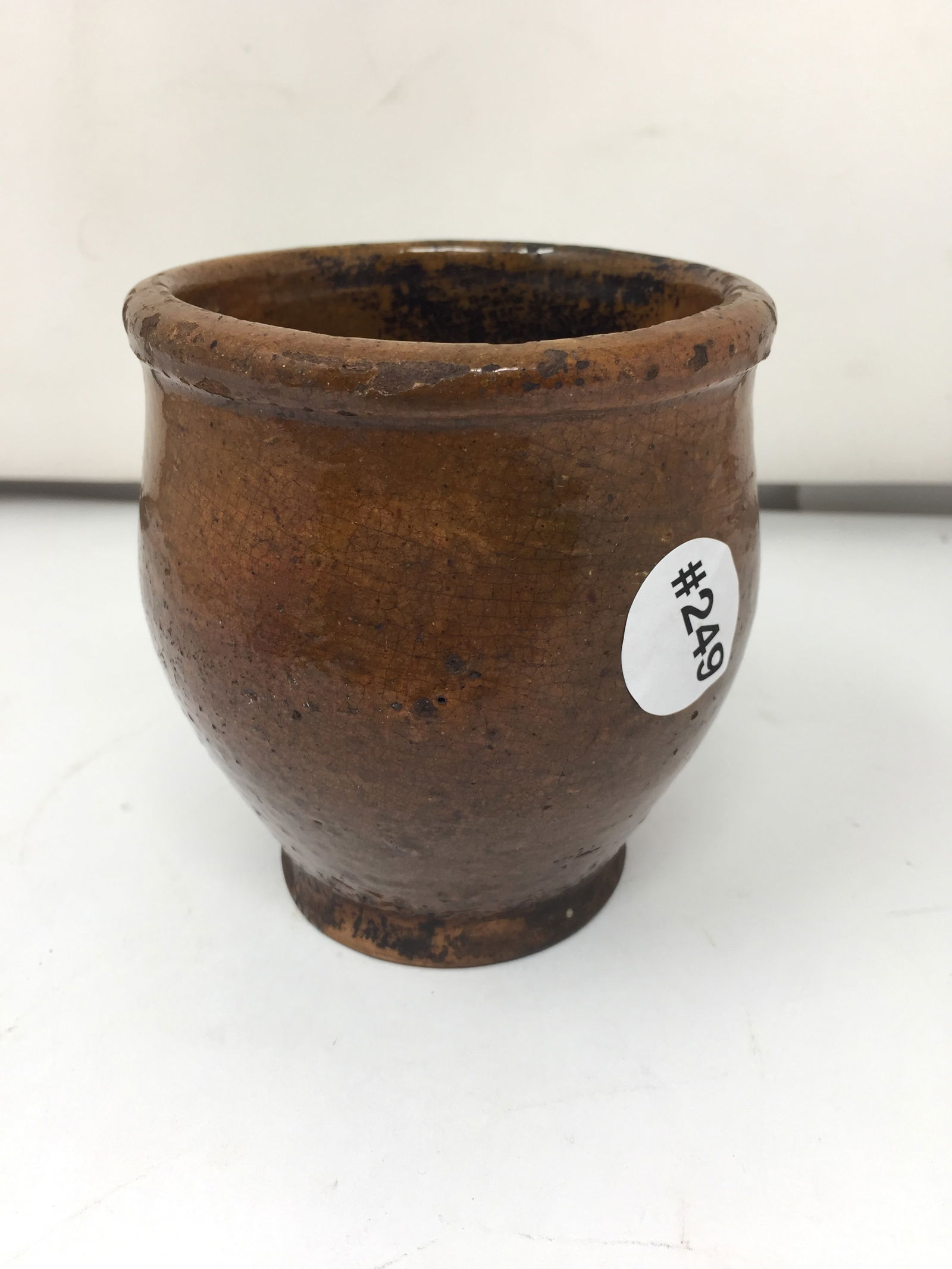 Antique Redware Jar: 5" H