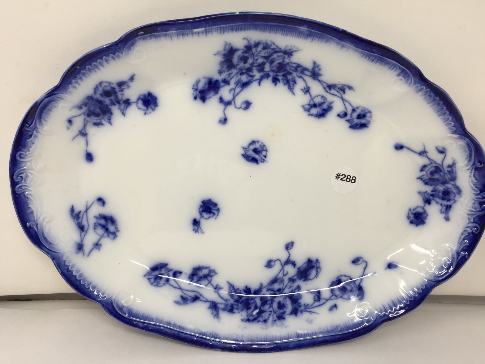 Flow Blue "LE Pavot" Platter: 16"x11".