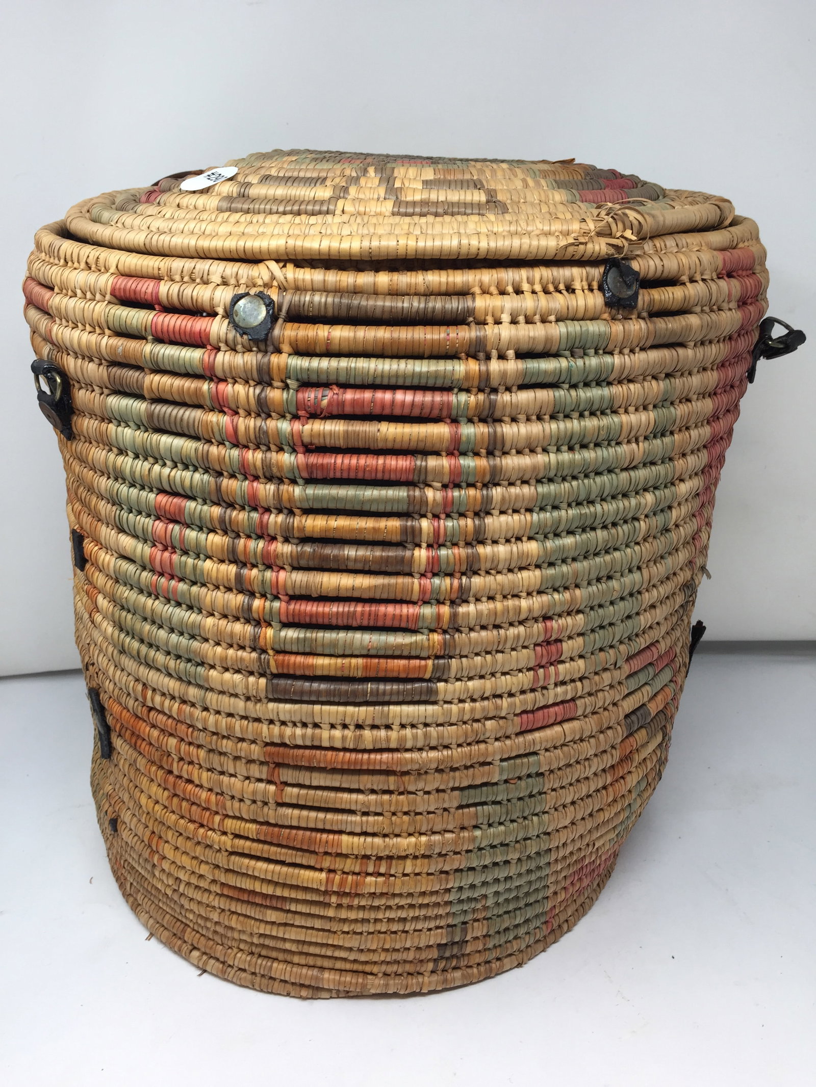 Native American Woven Basket: hand woven, various designs, 15"x13".