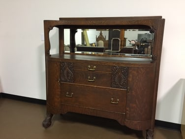 Antique Oak Carved Server