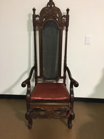 Carved Walnut  Throne Chair