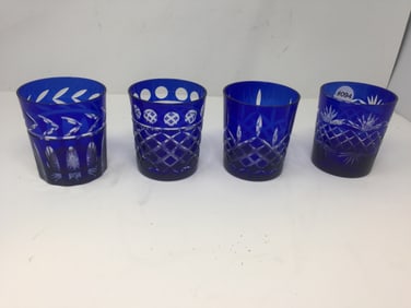 Four Cobalt Rock Glasses