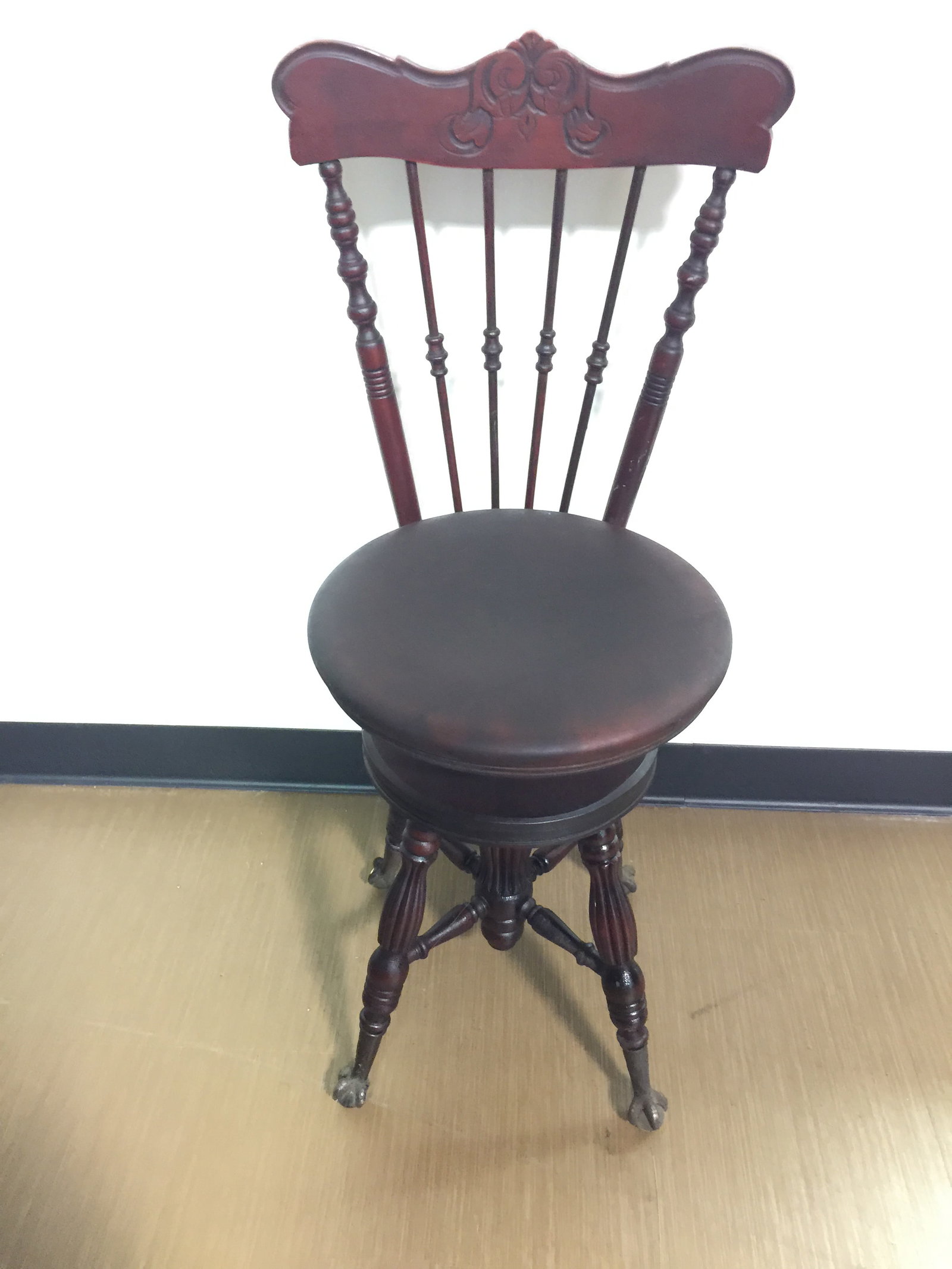 Antique Hi-Back Piano Stool (1 of 6)