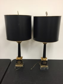 Pair Ormolu Marble Based Lamp