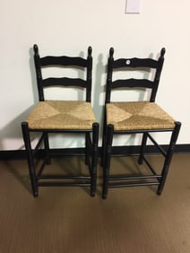 Pair of Rush Seat Stools