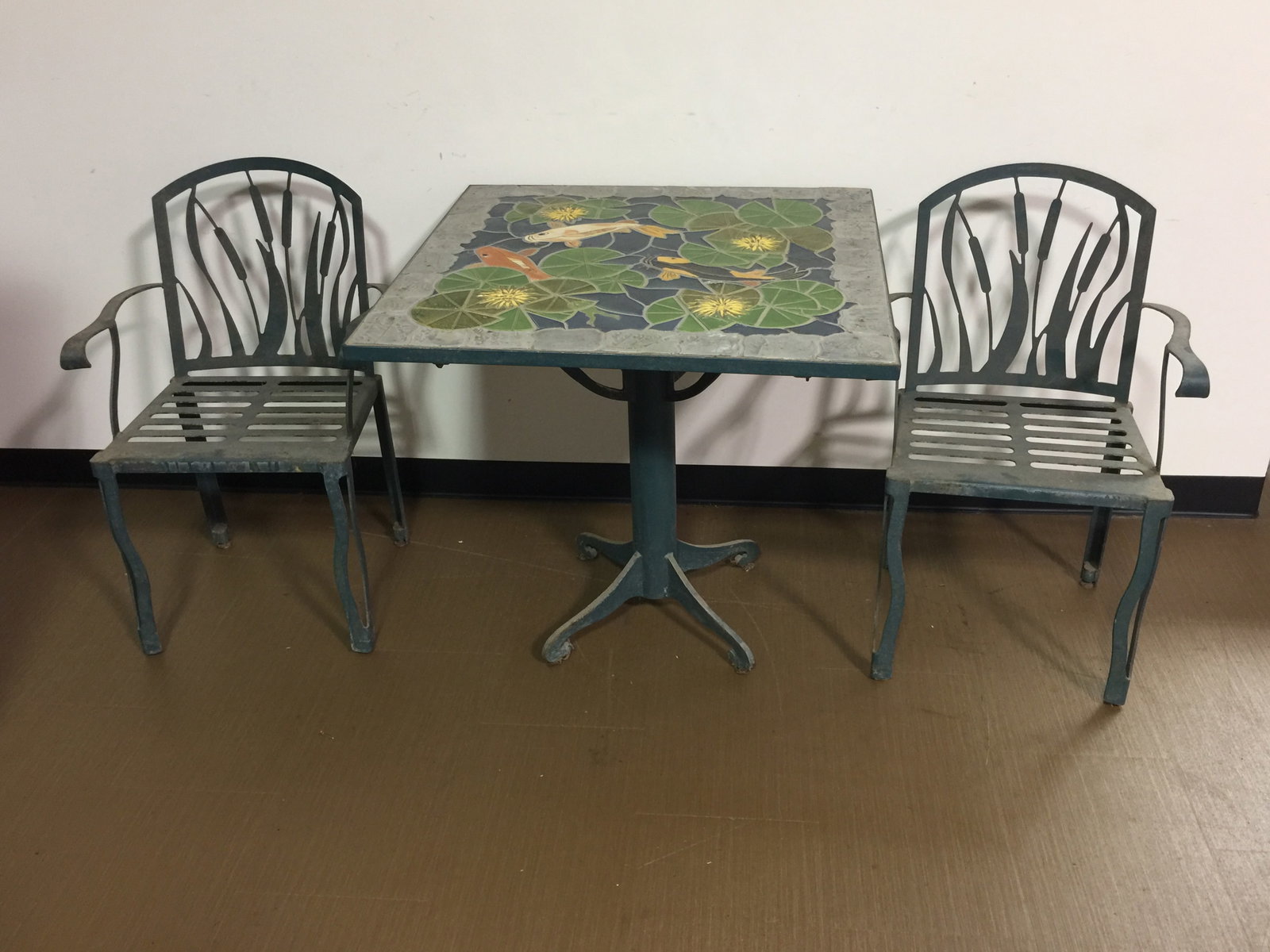 Three Piece Bistro with Coy Fish Tile Top (1 of 8)