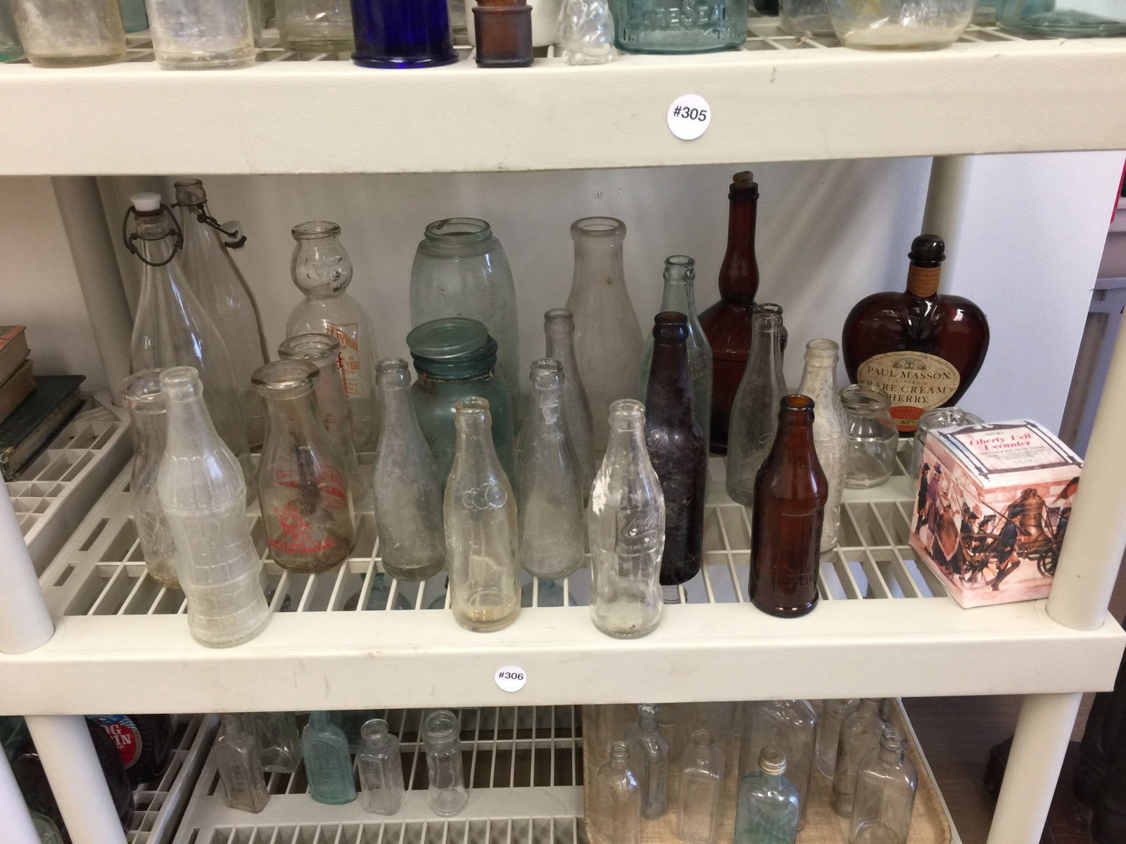 Bottles and Jars: includes mason jars, ball ideal, milk bottles and more.