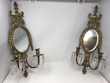Pair of Brass Sconces with Prisms