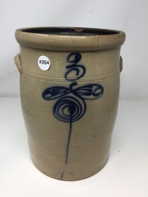 Blue Decorated Stoneware Churn