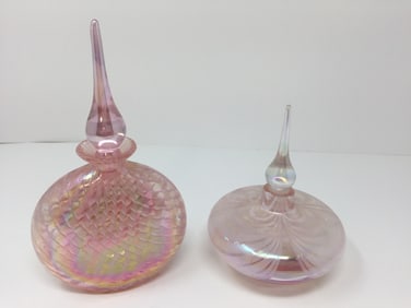 2 Art Glass Perfume Bottles