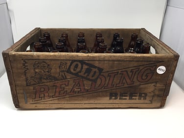 Old Reading Beer Crate w/Bottles