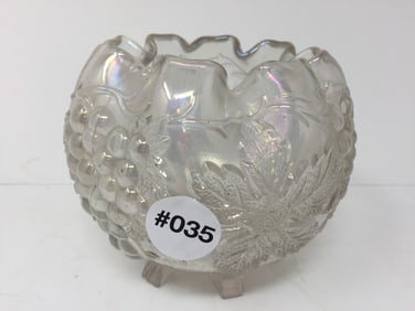 White Carnival Glass Bowl