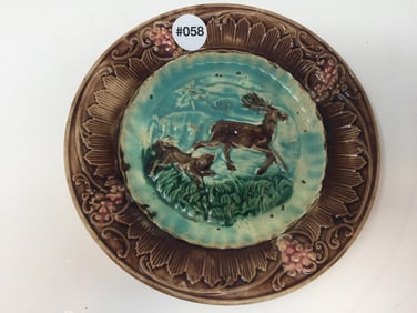 Majolica Hunt Scene Plate