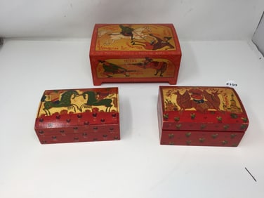 3 Russian Decorated Boxes