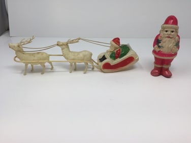 Two Vintage Plastic Santas