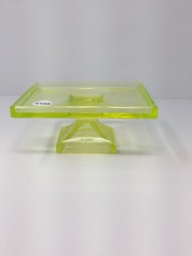 Clarks Teaberry Vaseline Glass Stand