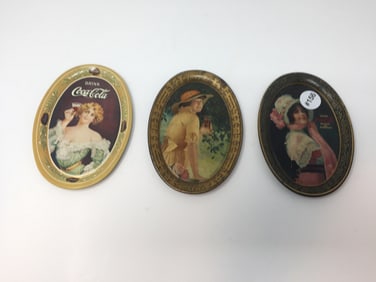Three Vintage Coke Tip Trays