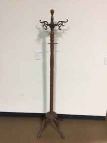 Antique Oak Clothes Tree