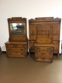 Antique Oak Three Piece Bedroom Suite