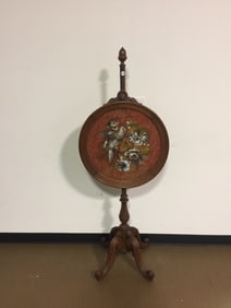 Carved VIctorian Needlepoint Firescreen