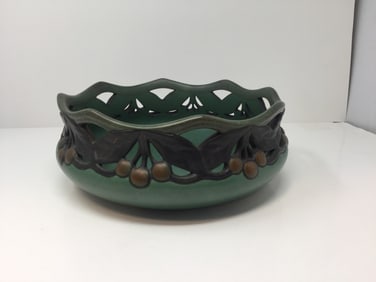 Antique Karen Hagen Art Nouveau Open Work Cherry Bowl