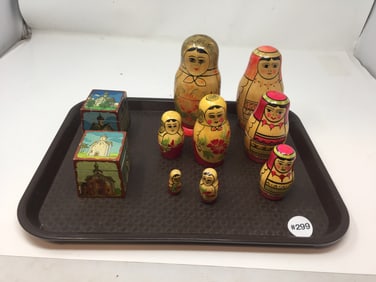 2 Sets of Russian Nesting Dolls Plus