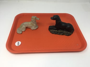 2 Cast Iron Dog Figurines