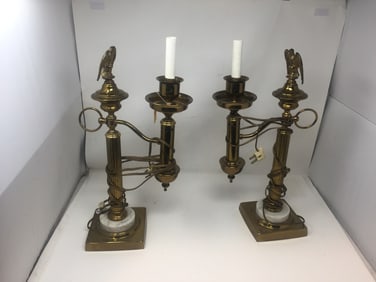 Pair of Brass Eagle Lamps