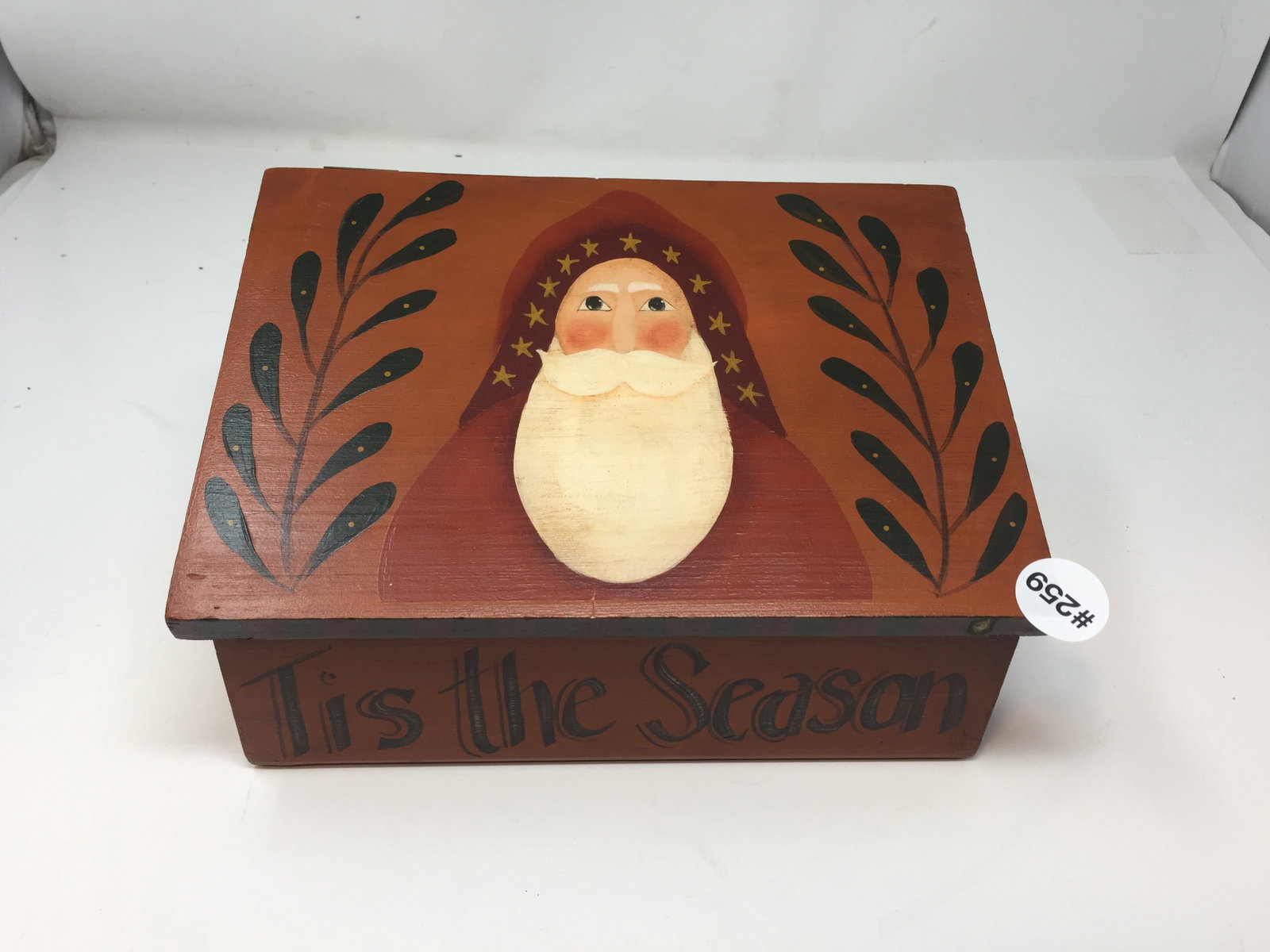 Folk Art Christmas Box: 10" x 6".