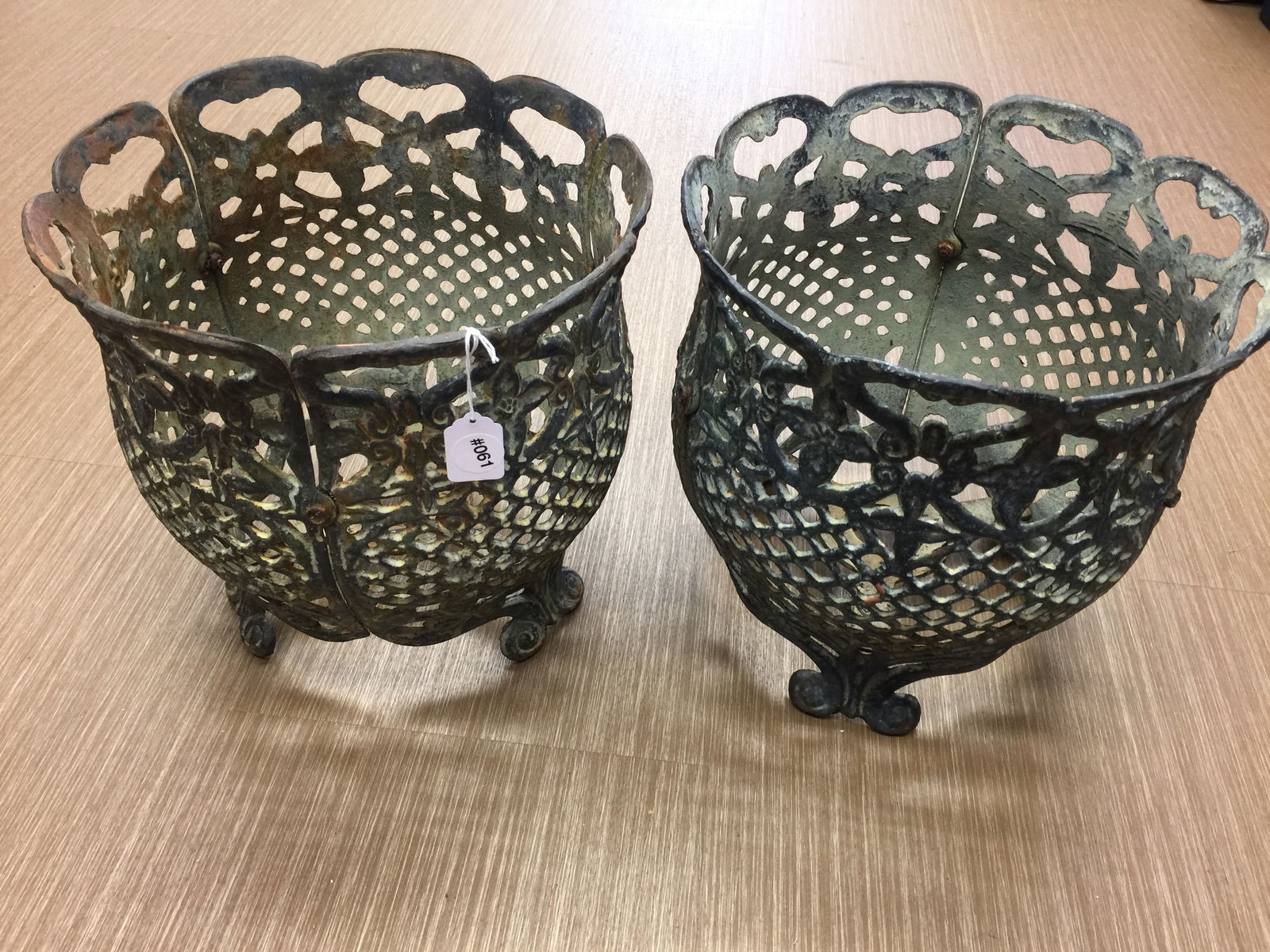 Pair of Cast Metal Planters (1 of 4)