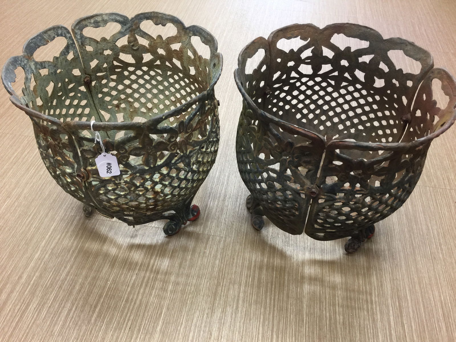 Pair of Cast Metal Planters (1 of 4)