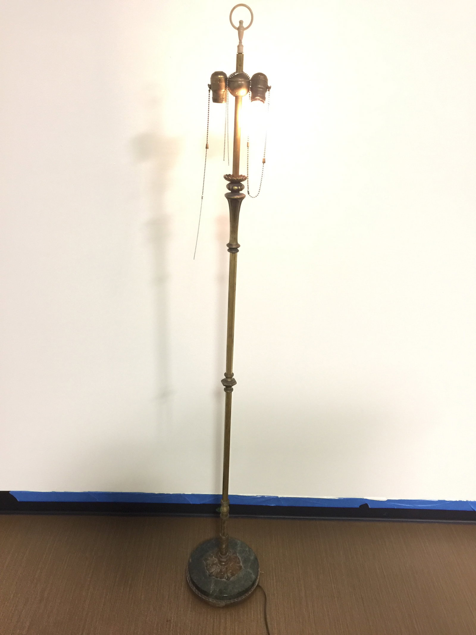 Antique Floor Lamp: 65" x 10", metal with marble base