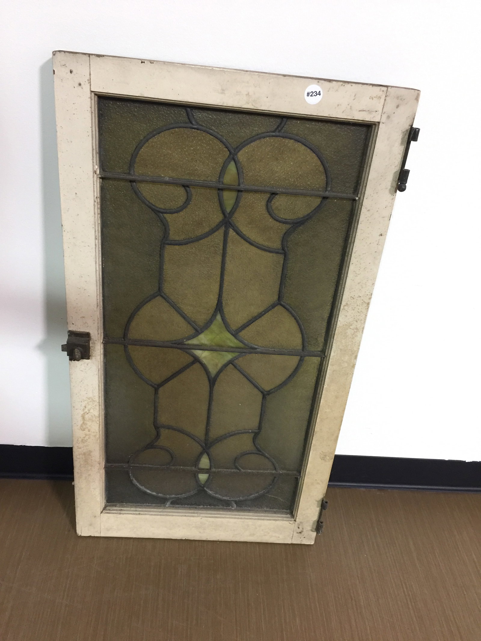 Antique Stained Glass Window: 37" x 20" x 2"