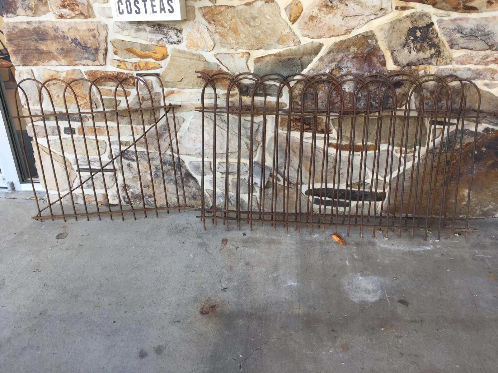 Three Pieces Antique Cast Iron Fence: all matching, gate is 40" x 42", largest piece of fence is 40" x 70"