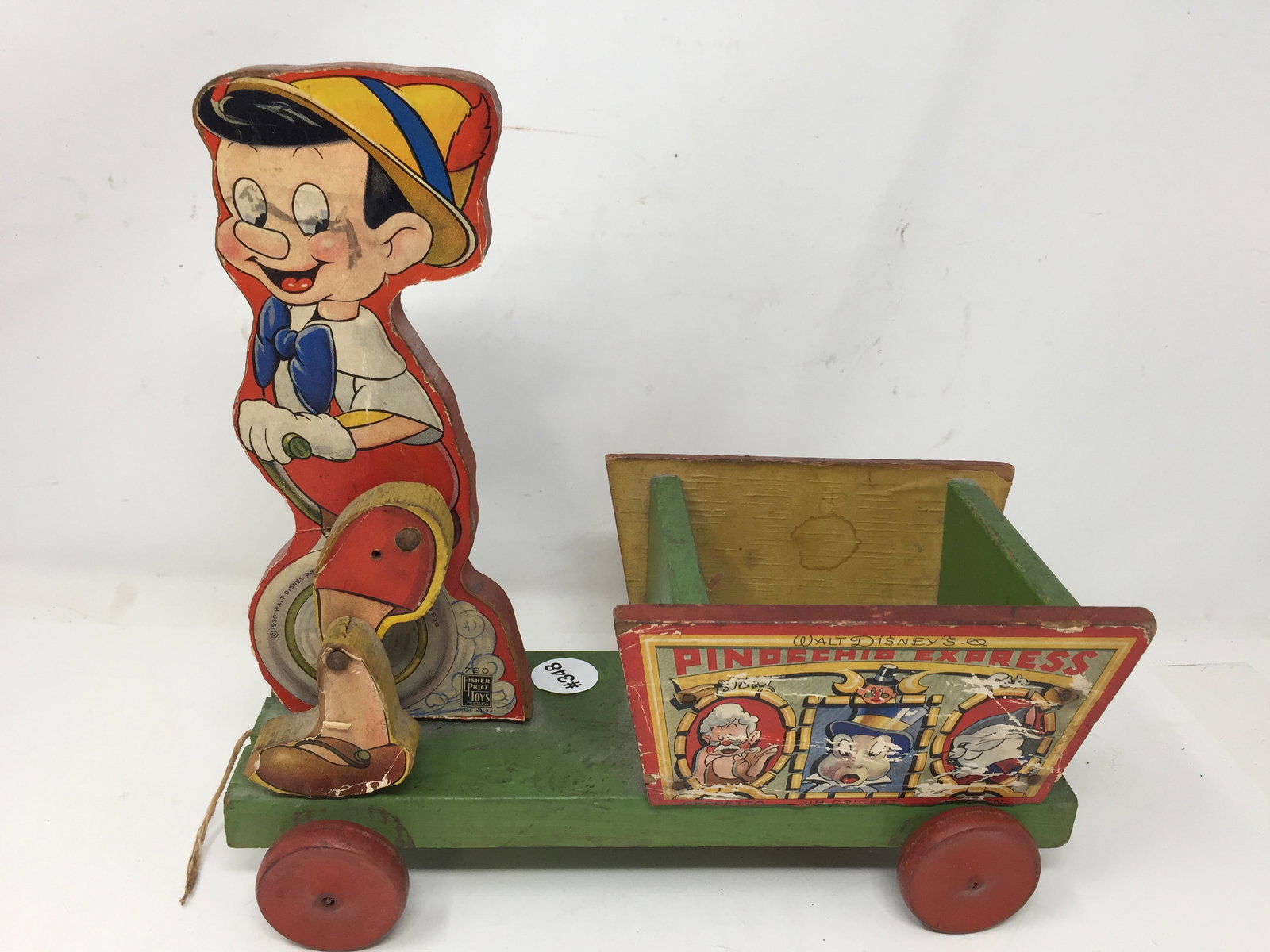 Vintage Walt Disney Pinocchio Express Pull Toy: 10" x 12" x 5".