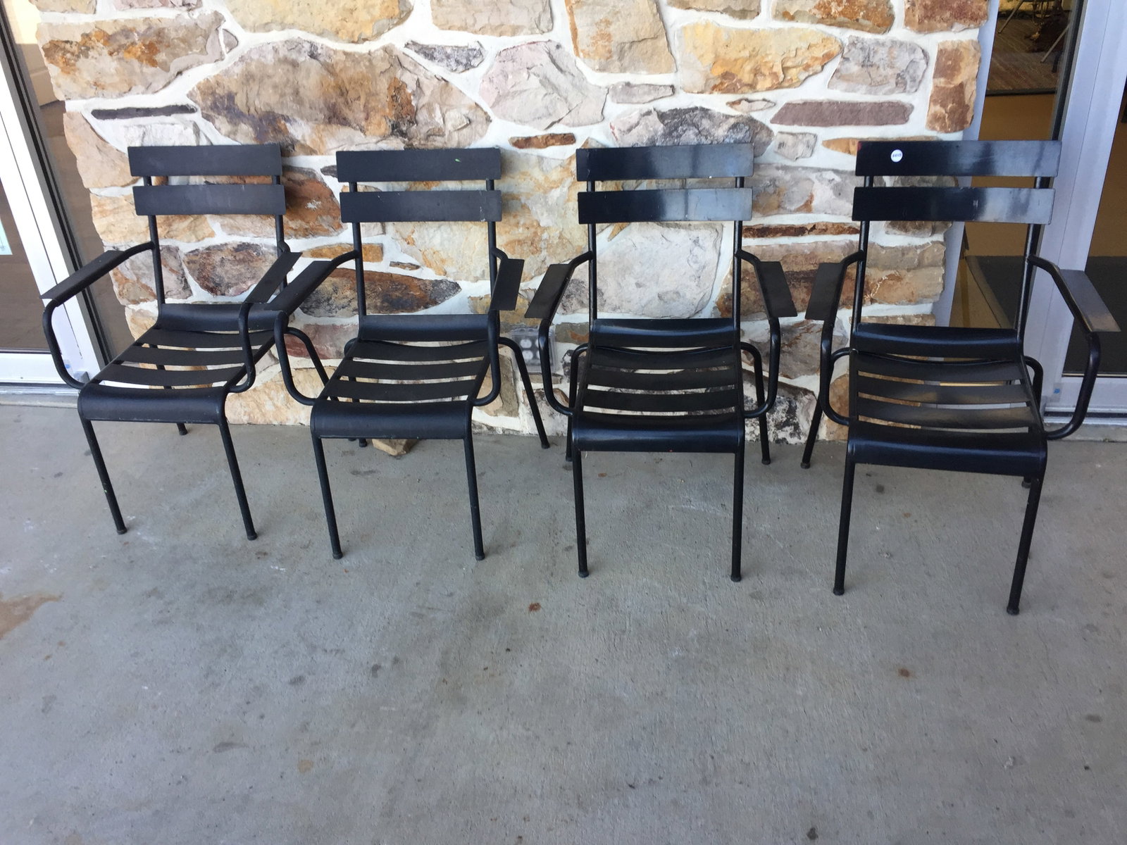 (4) Metal Chairs: 33"x24"x18".