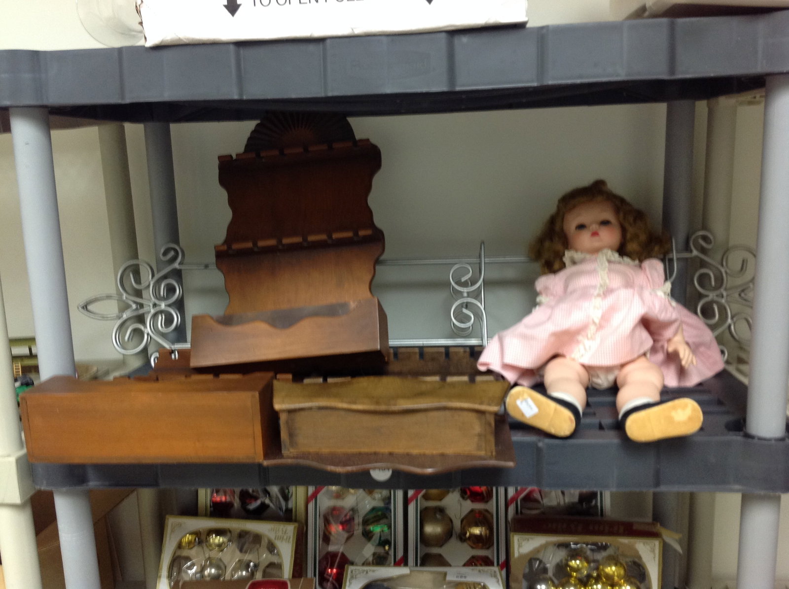 Mixed Lot: plate racks, spoon racks and a doll.