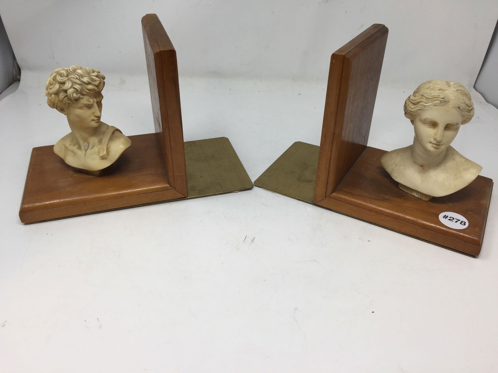 Pair of Artist Signed  Marble Bust Bookends (1 of 10)