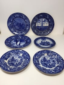 7 Flow Blue Plates