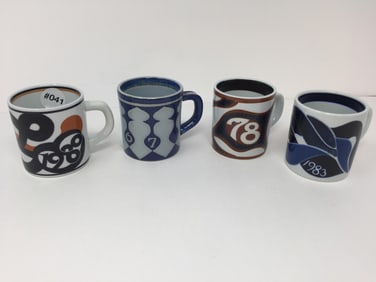 4 Royal Copenhagen Fajance Mugs