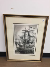 Alan Jay Gaines Etching The Whaler " Charles W. Morgan"