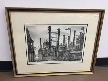 Alan Jay Gaines Etching The Riverboat " Robert E. Lee"