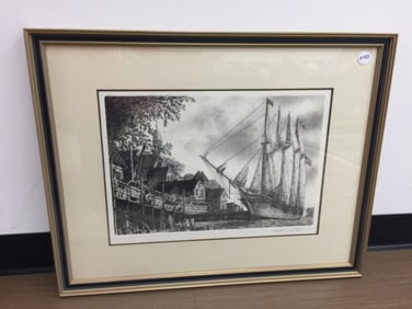 Alan Jay Gaines Etching The Schooner " William L. White"