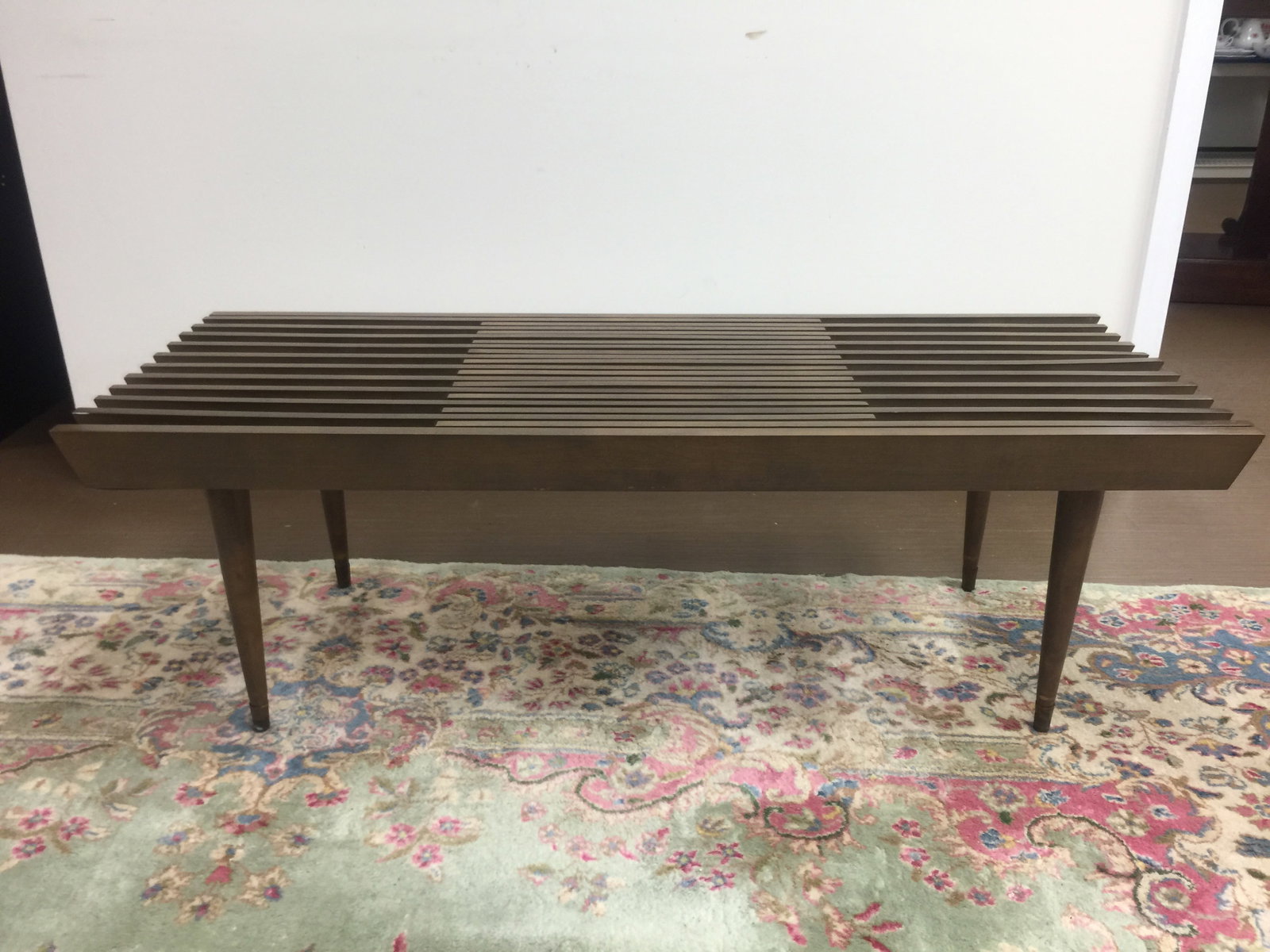 MCM Teakwood Slatted Expandable Bench (1 of 9)
