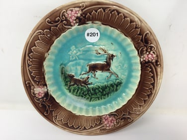 Antique Majolica Hunt Scene Plate
