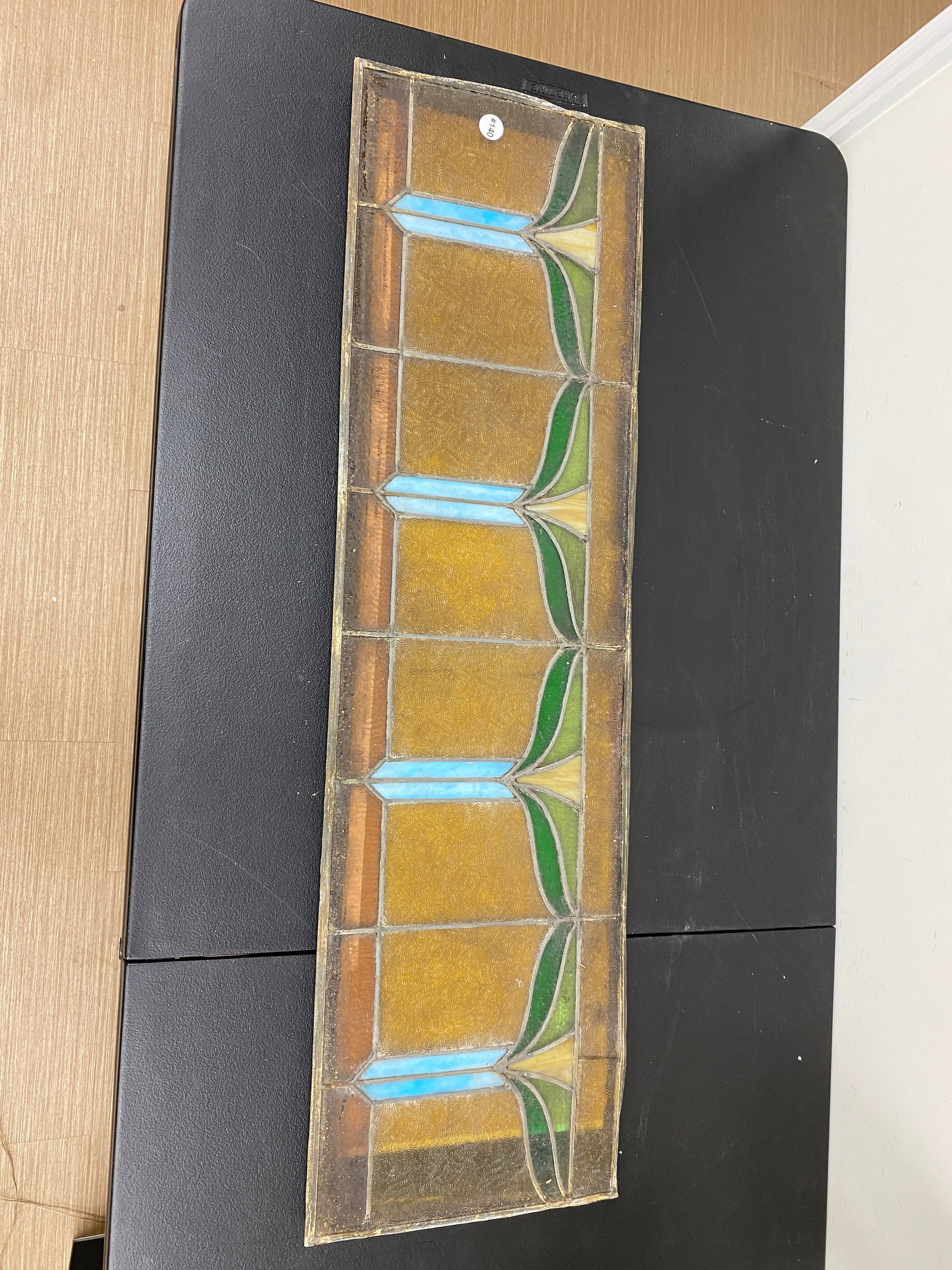 Antique Stained Glass Panel: 44" x 12"