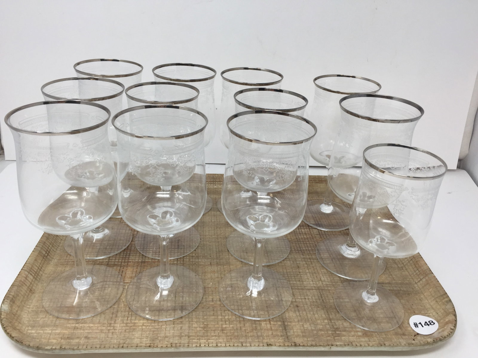 Lenox Lace Point Stemware: 11 7" wine glasses and smaller 6.25"H.