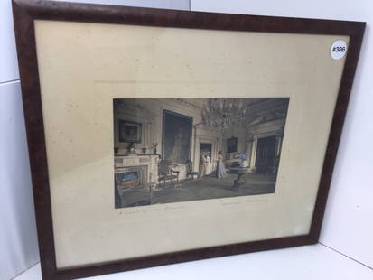 Wallace Nutting Print: Frame 17" x 14". Titled "A Call at the Manor", SLR.