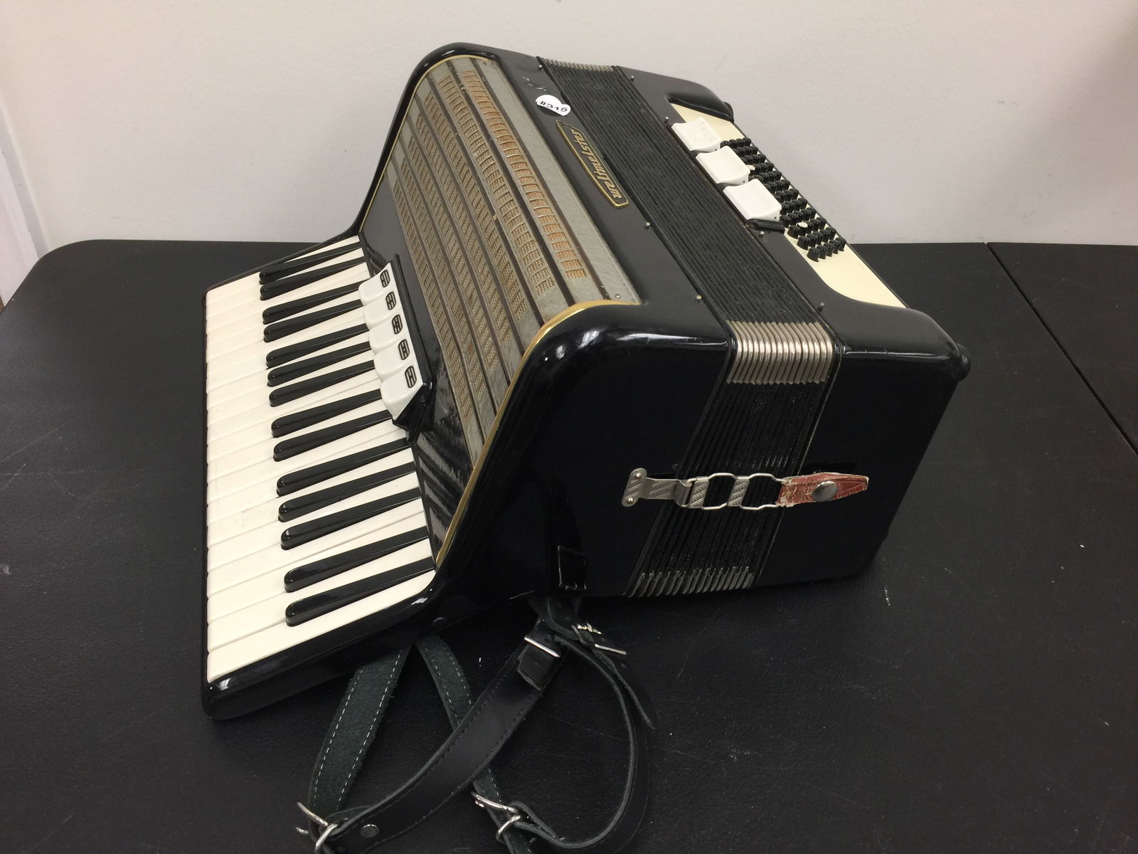 Weltmeister Piano Accordion: German, 17"x20"x16".