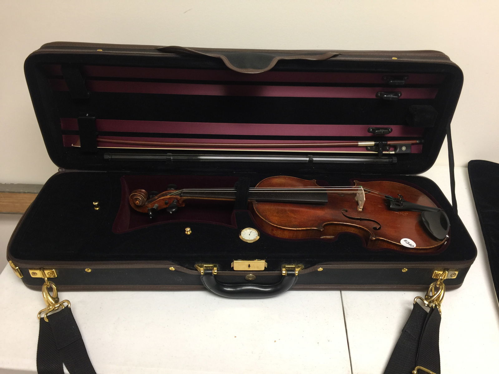 Anton Stradivarius Violin: quality reproduction, 23"L. has bow and case.